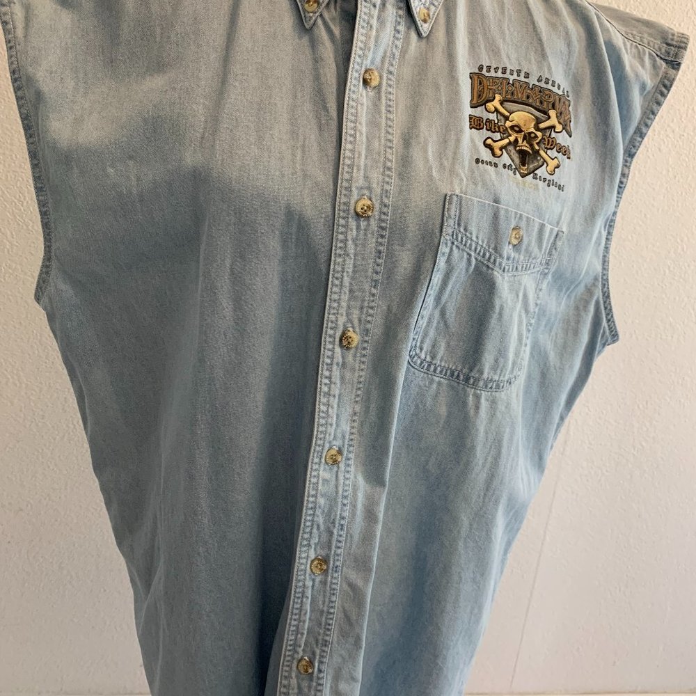 'Bike Week Sleeveless Denim Shirt Men's Large